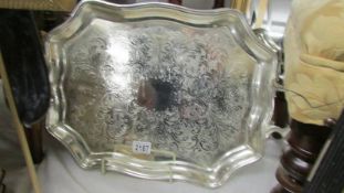 A large good quality silver plate tray.