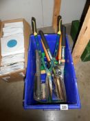 A quantity of garden tools including shears, secateurs etc.