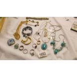 A mixed lot of necklaces, rings and bracelets.
