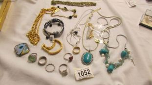 A mixed lot of necklaces, rings and bracelets.