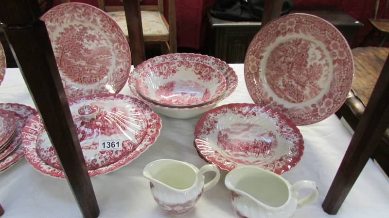 Approximately 26 pieces of Johnson Bros., pink and white dinner set. - Image 2 of 6