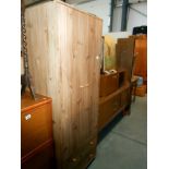 A modern 2 door 2 drawer pine effect wardrobe, height 181cm, width 67cm, approx.