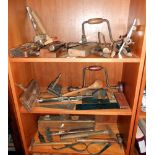 A quantity of antique/vintage woodworking tools and engineering measuring tools