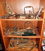 A quantity of antique/vintage woodworking tools and engineering measuring tools