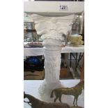 A white painted plaster Grecian style Corinthian column pot stand, 55 cm tall.