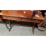 A mahogany 2 drawer sofa table.