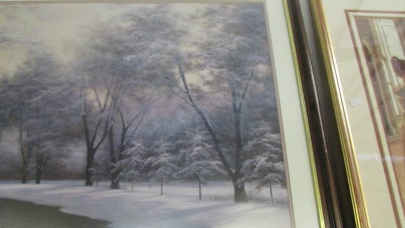 A framed winter scene. - Image 2 of 3