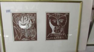Pablo Picasso (1881-1973) Plair of plate signed lithographic prints Exposition de Vallauris 1955