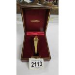 A boxed Seiko wind up ladies wrist watch, 1/50 18ct gold finish, in working order.