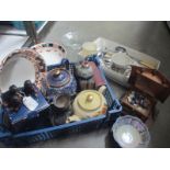A quantity of misc items including cutlery, music box, bibles,