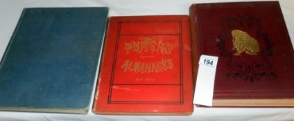 3 Punch related books including Punch Almanacs 1842-1861,