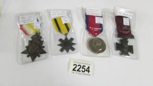 4 replica medals including V C replica, Waterloo,