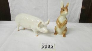 A Beswick 'CH Wall Queen 40' pig and Beswick rabbit.