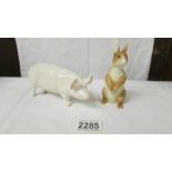 A Beswick 'CH Wall Queen 40' pig and Beswick rabbit.