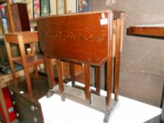 A 1950's small oak gateleg tea table height 69cm, table open 61cm x 76.