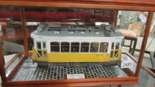 A cased model Lisbon Tram, Type 701, 1936. ****Condition report**** 43.5cm wide 24.
