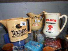 3 breweriana advertising jugs, Wards,