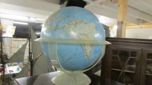 A large world globe.