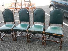 4 studded leather oak dining chairs