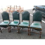 4 studded leather oak dining chairs