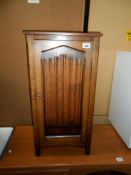 1950's oak pot cupboard with drape pattern door 38cm x 38cm height 75cm