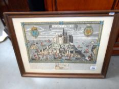 A framed and glazed picture of Mont Saint Michel, 59.5cm x 44.