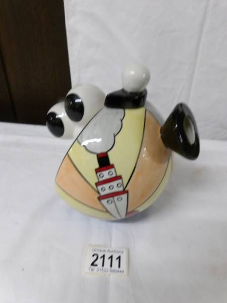 A Lorna Bailey unusual 'Cruise' design teapot. 17 cm.