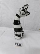 A Lorna Bailey black and white striped cat, 18 cm.