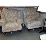 2 floral arm chairs