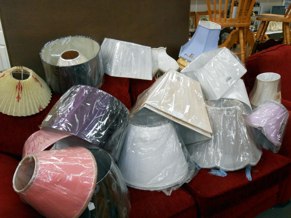 An assortment of 21 lampshades