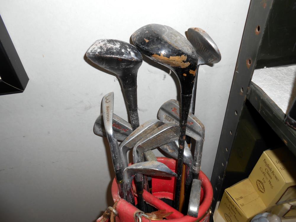 A BGF golf bag (needs clean) plus 12 mostly Slazenger golf clubs, size 2, 3, 4, 5, 6, 7, a wedge, - Image 2 of 2