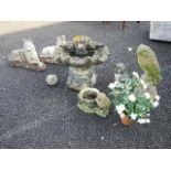 A good selection of weathered garden ornaments A/F