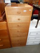 A vintage oak narrow chest with 7 drawers 45.5cm x 49.