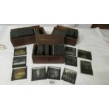 3 wooden boxes of glass lantern slides including 33 plates 'Army medical treatments for gas