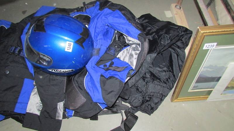 A quantity of motorcycle outfits including full face crash helmet. - Image 2 of 3