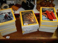 A large quantity of National Geographic magazines.