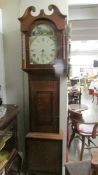 A 30 hour long case clock with painted dial, marked W Farrell, Rotherham.