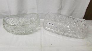 Two unusual heavy cut glass bowls.