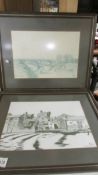 A pair of framed and glazed prints by M J Neale being Trent Bridge,