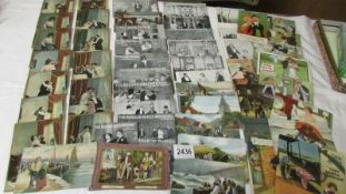 Approximately 50 assorted postcards including humorous.