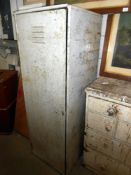 A vintage metal storage locker 53cm x 58cm x height 153cm