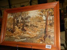 A framed and glazed 3D woodland scene.