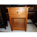 A solid pine bedside single drawer pot stand 45cm x 40cm x 62cm