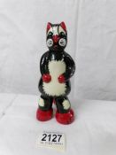 A Lorna Bailey black, white and red cat, 17 cm.