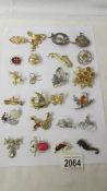 24 assorted vintage brooches including animals, insects, flowers etc.