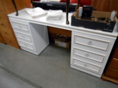 A modern white double pedestal 6 drawer dressing table 44cm x 158cm x height 76cm