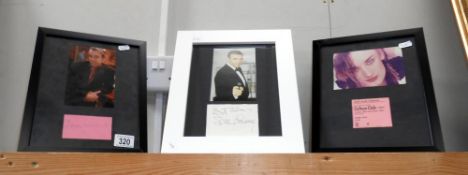 3 framed and glazed autographs including Sean Connery,