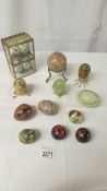 A good lot of decorative eggs etc., including hand painted, marble etc.