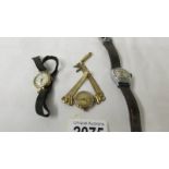 2 old ladies wrist watches (possibly gold) and a Hopalong Cassidy wrist watch.