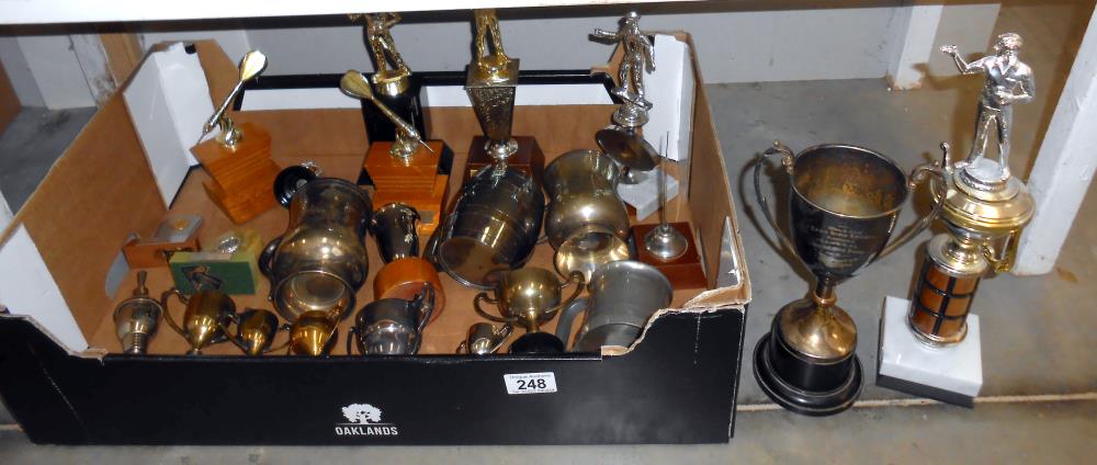 A quantity of silver plated trophies etc.